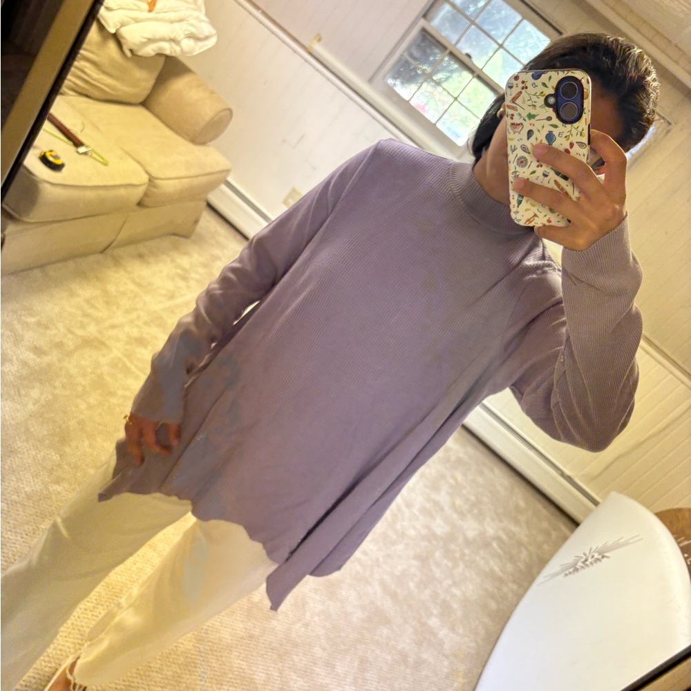 T.La Lilac Ribbed Knit Top